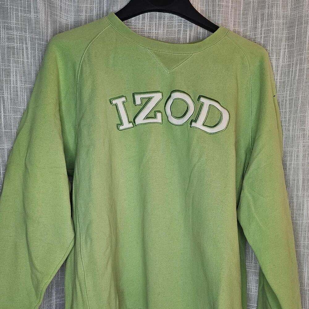 IZOD Classic Preppy Striped Polo Top Short Sleeve Cotton XL Golf Green